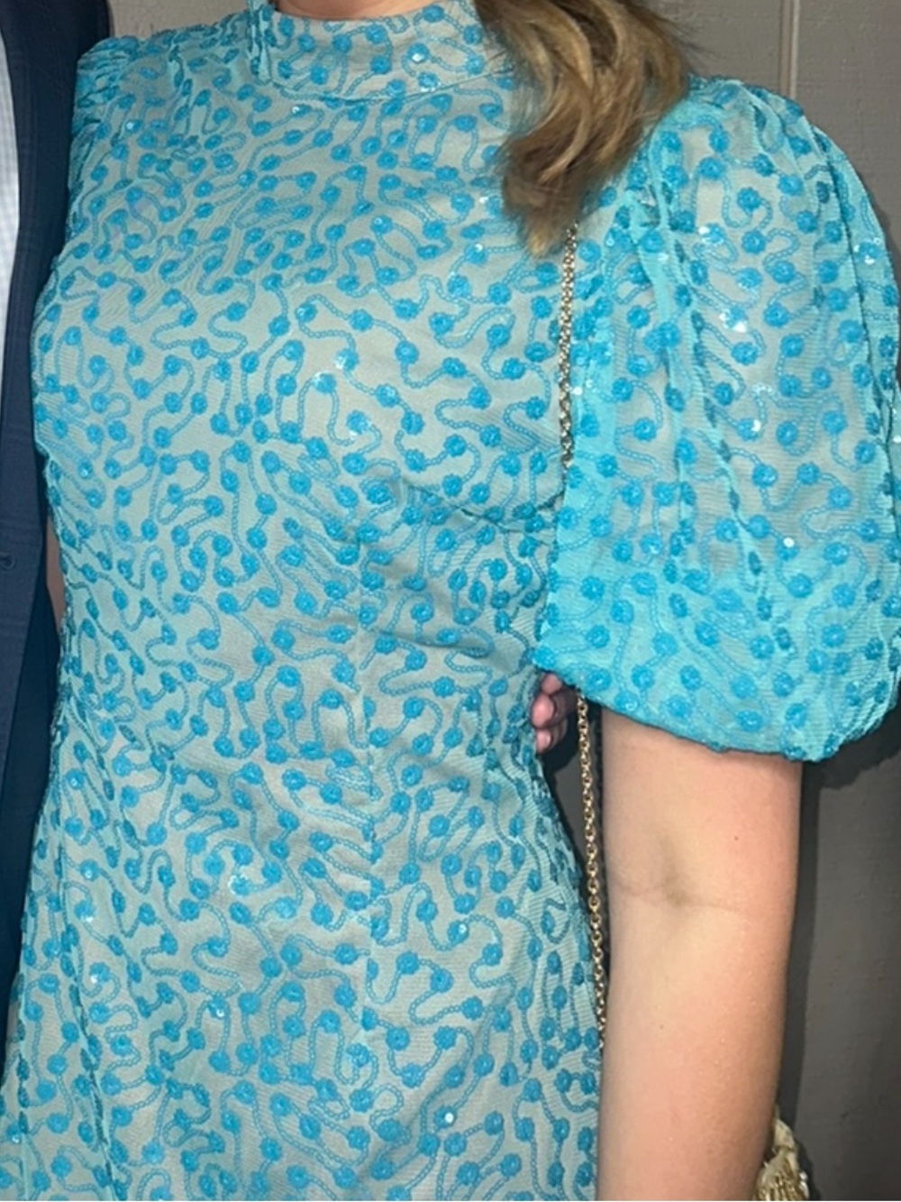 Queen of Sparkles Turquoise Sequin Lace Mini Dress
